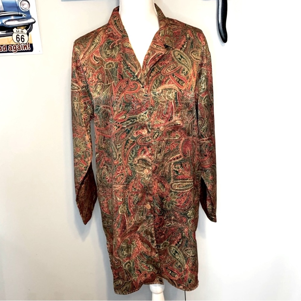 Vintage Victoria’s Secret Paisley Lounge Top Red Multi Size Medium